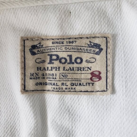 Girl's Sz 8 Polo Ralph Lauren White Asymmetrical Zip Moto Denim Spring Jacket - Picture 6 of 13